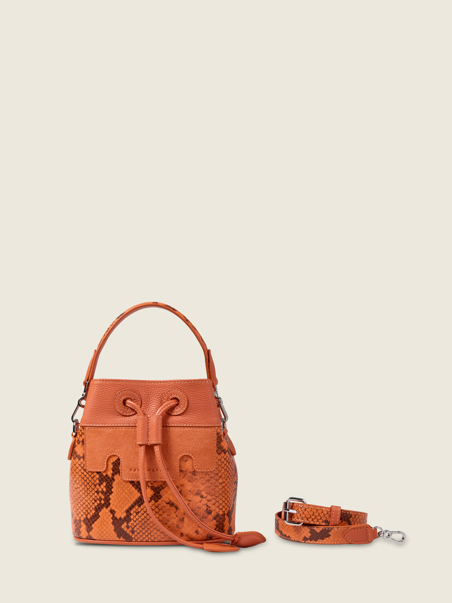 Small bucket amber python handbag Capucine XS Python - Amber front view