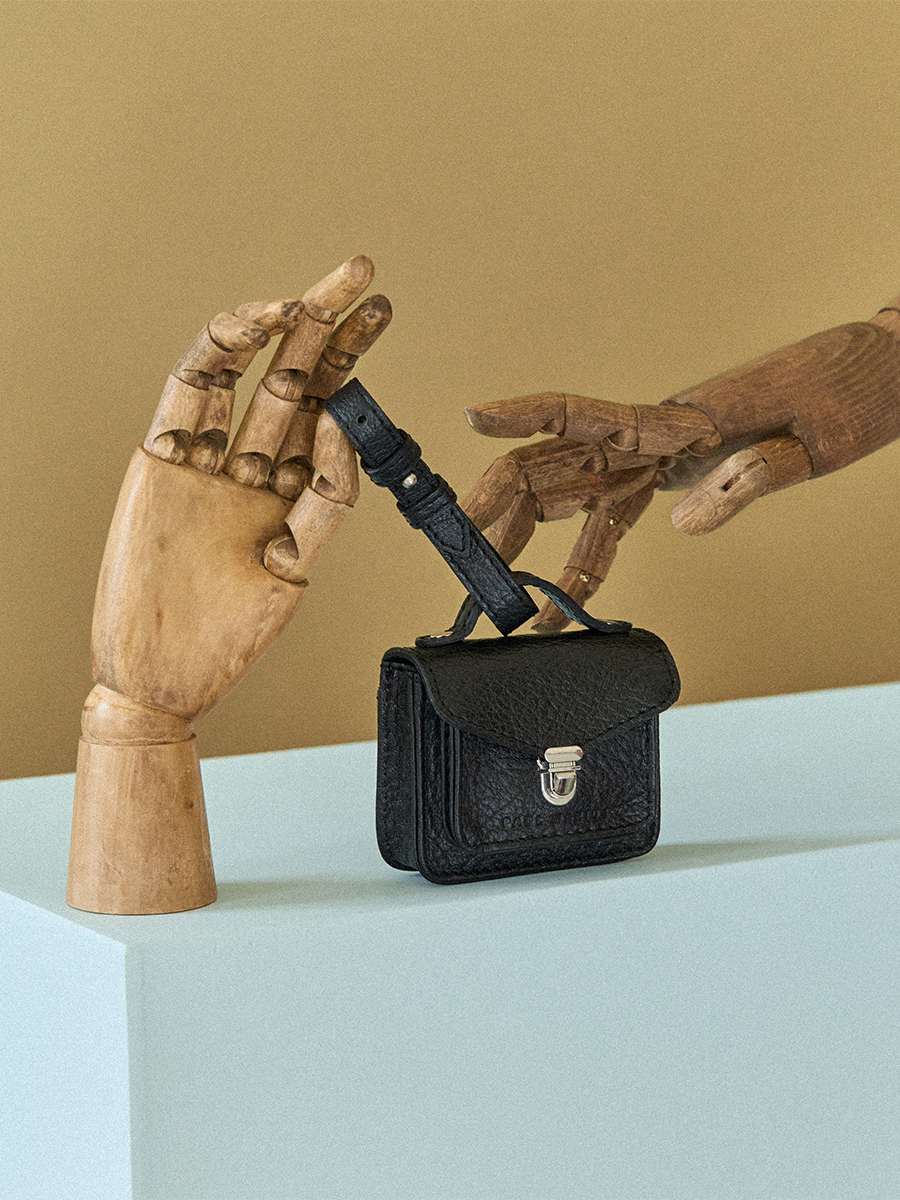 Black Mademoiselle George Nano Bag Charm Wallet side view