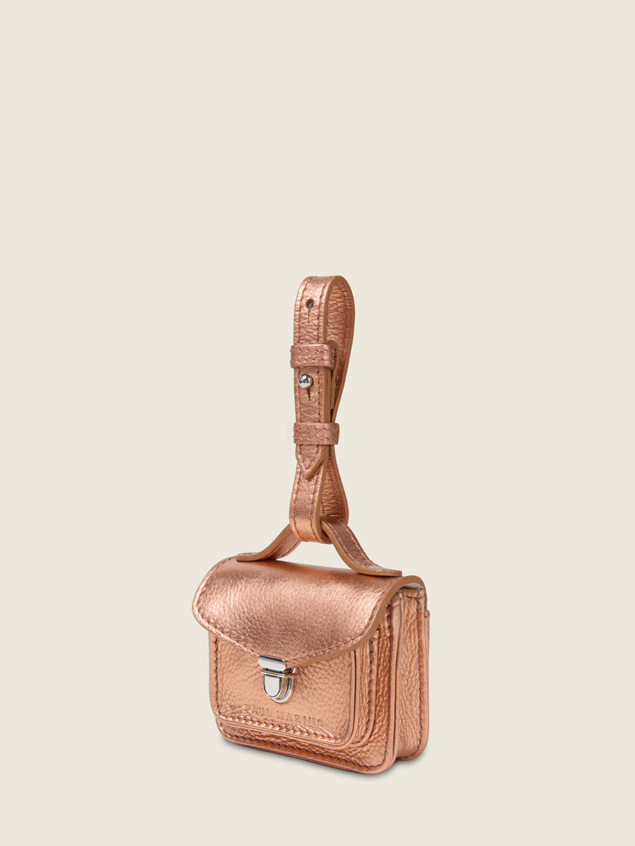 Rose gold Mademoiselle George Nano Bag Charm Wallet back view