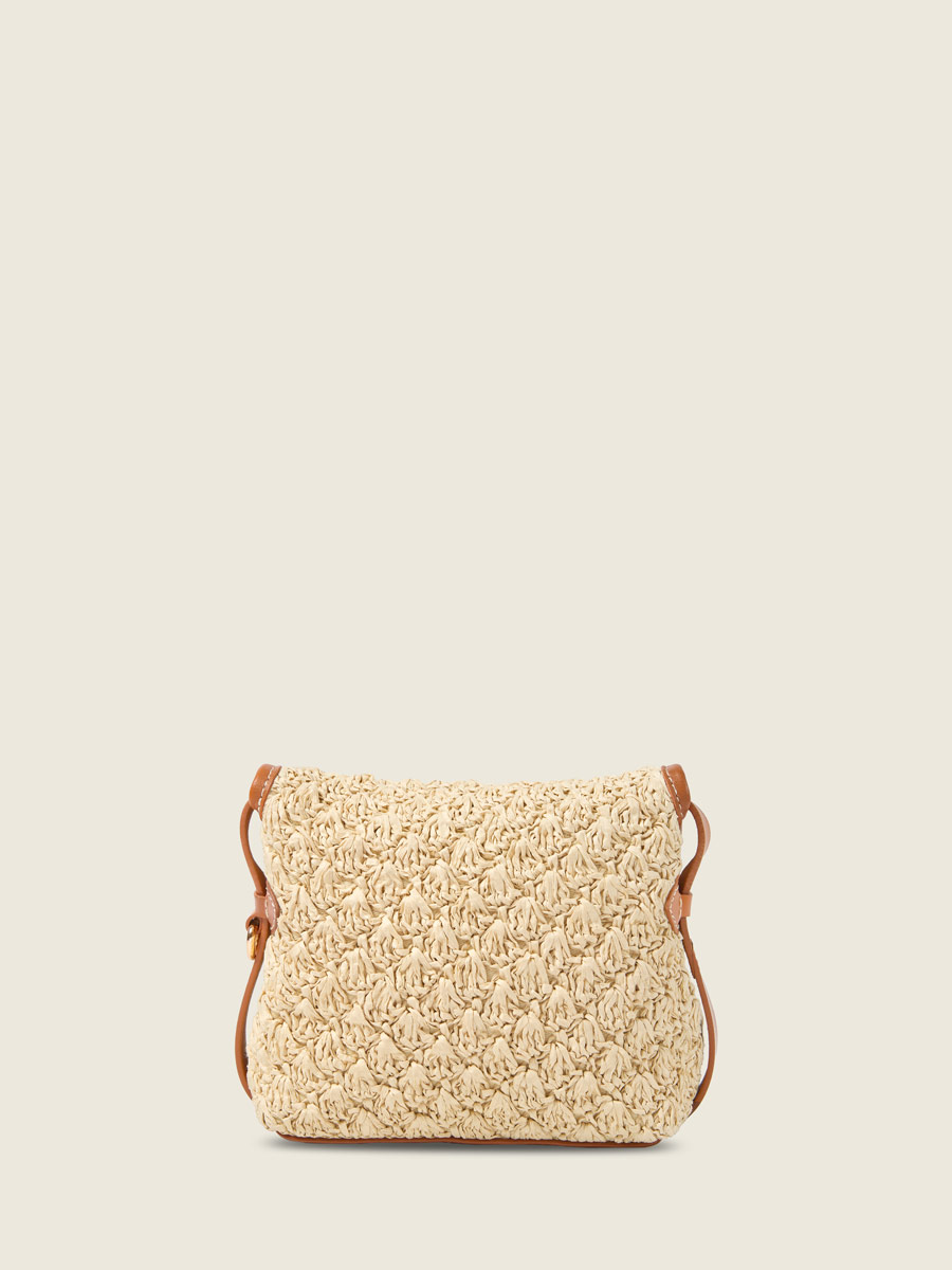 Raffia and leather mini crossbody bag Loulou S Raphia - Natural / Cognac inside view