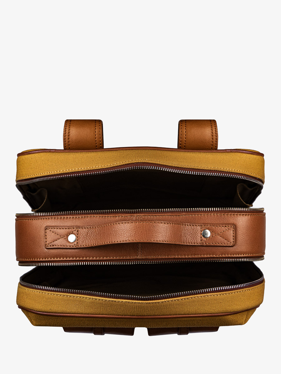 leather-backpack-unisex-brown-yellow-ambient-view-picture-urbain-light-brown-saffron-canvas-paul-marius-b08-ol-yc