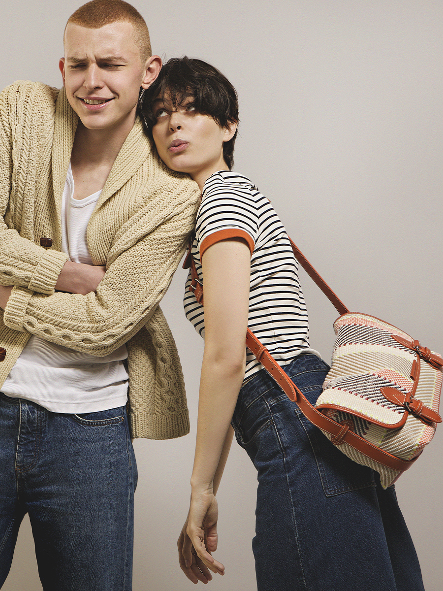 Multicoloured raffia crossbody bag Loulou Raphia - Multicolour side view