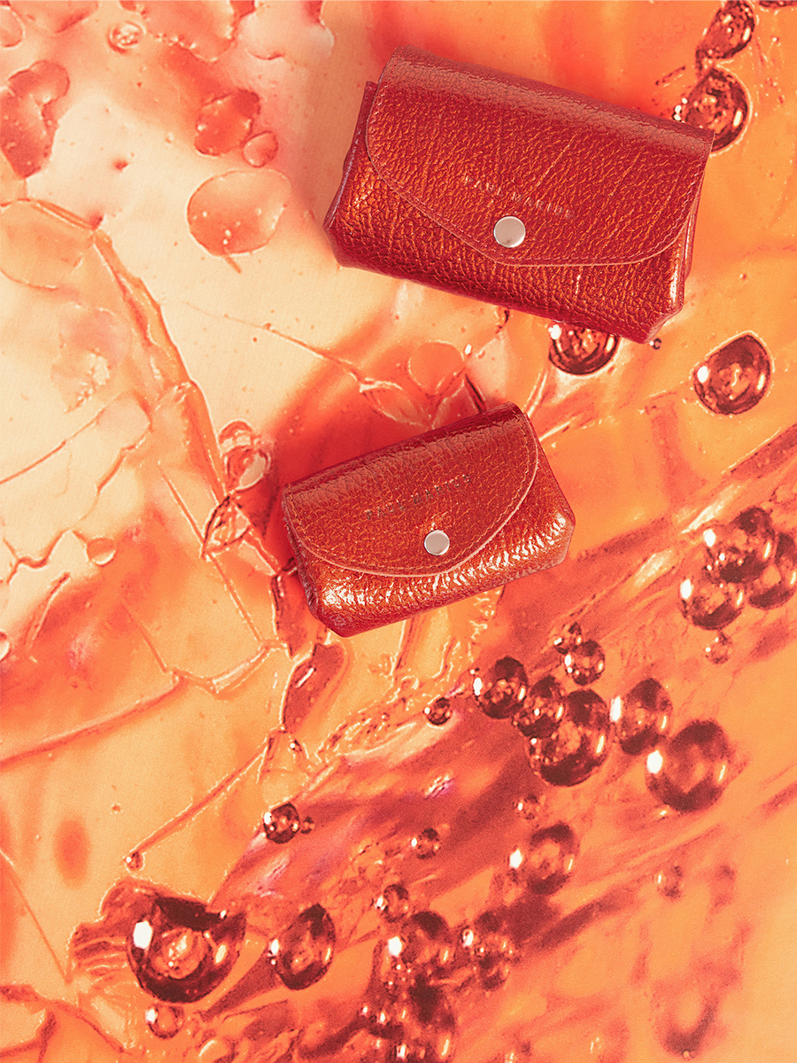 Small red leather purse LeGustave - Star Flame back view