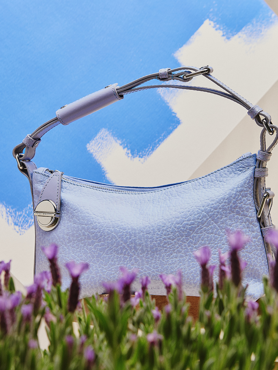 Purple leather baguette bag Elliott Baguette - Lavender side view