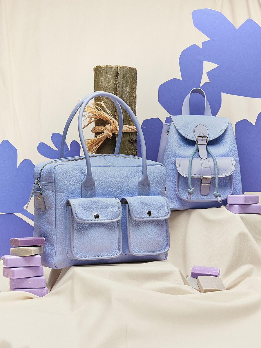 Purple leather handbag LeDandy - Lavender side view