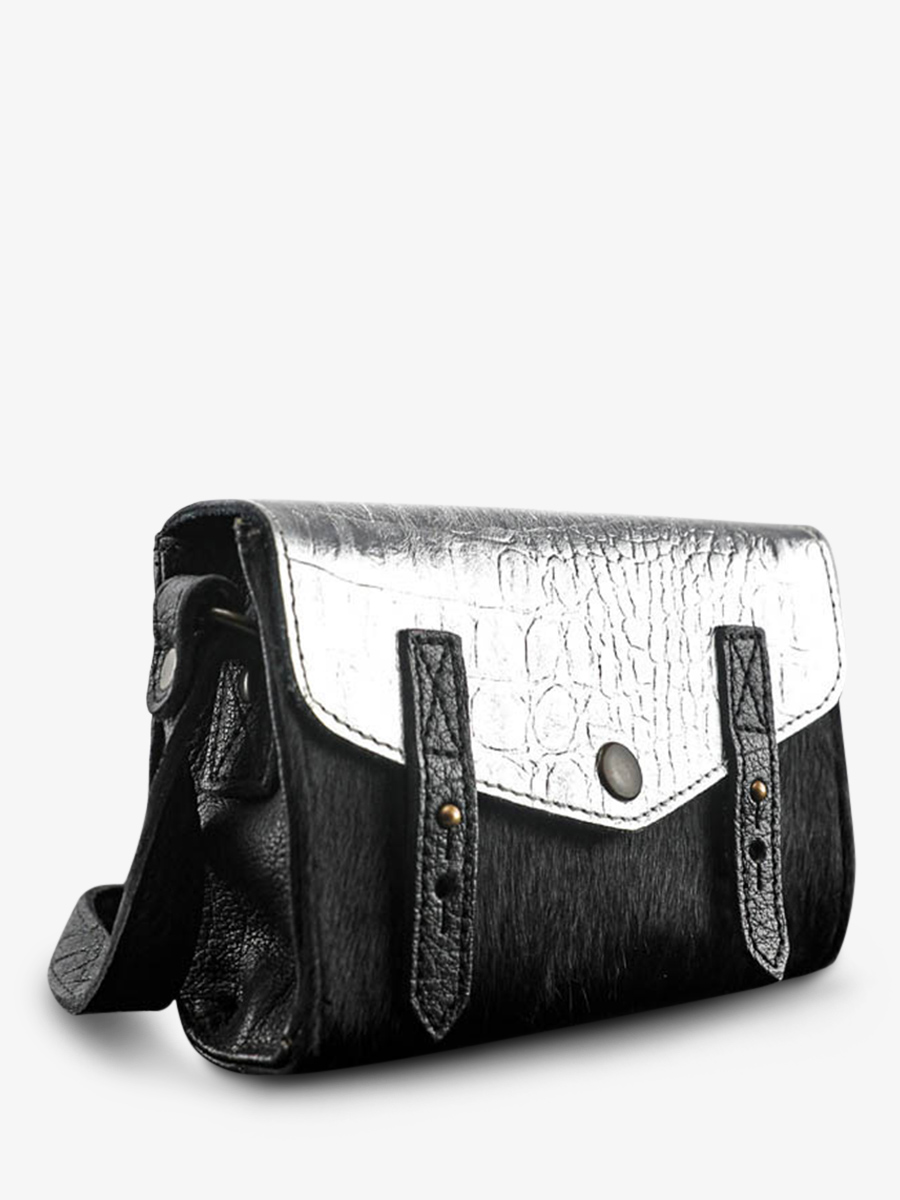 shoulder-bag-for-woman-silver-black-side-view-picture-le-mini-indispensable-caiman-silver-black-paul-marius-3760125338750