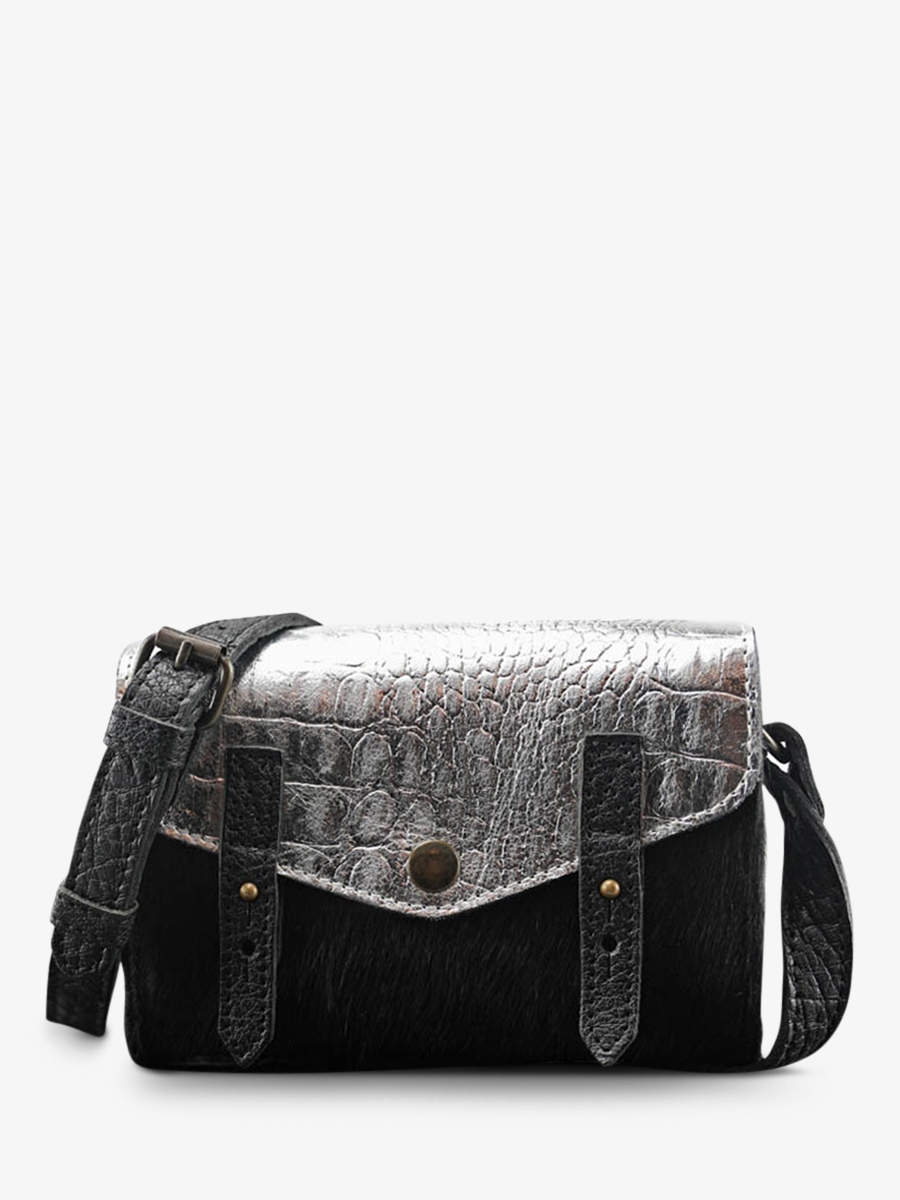 shoulder-bag-for-woman-silver-black-front-view-picture-le-mini-indispensable-caiman-silver-black-paul-marius-3760125338750