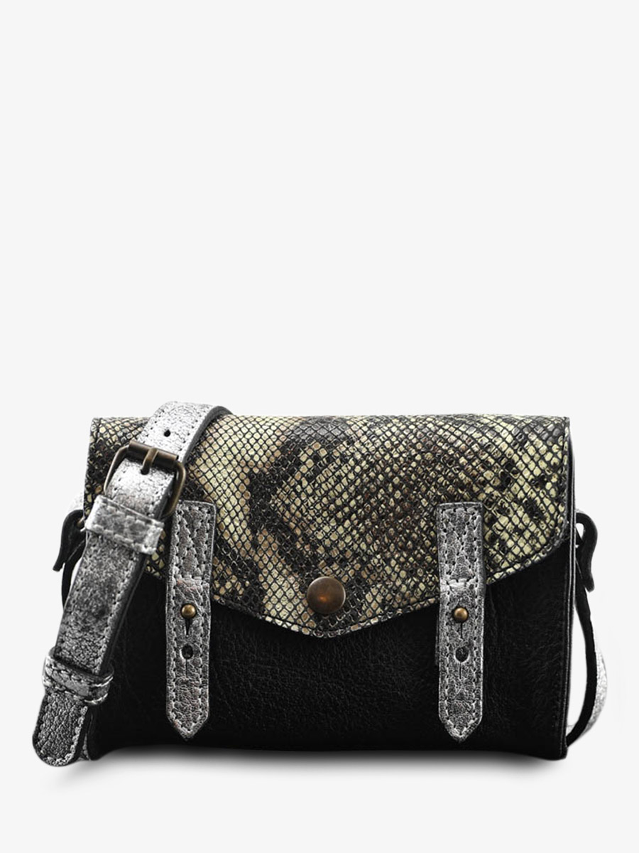 shoulder-bag-for-woman-black-front-view-picture-le-mini-indispensable-python-black-paul-marius-3760125338781