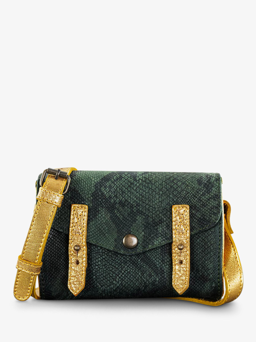 shoulder-bag-for-woman-green-front-view-picture-le-mini-indispensable-python-forest-green-paul-marius-3760125346182