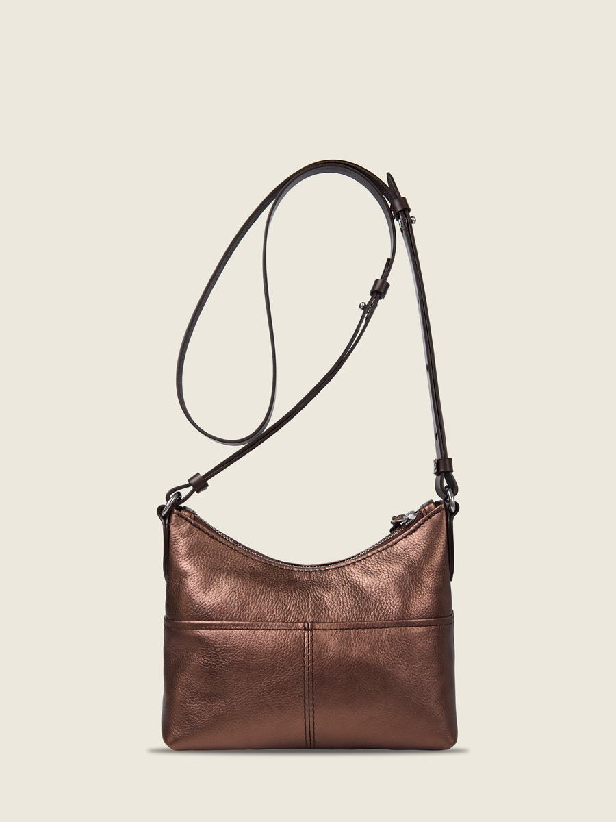 Copper leather shoulder strap bag LeLoustic - Copper back view