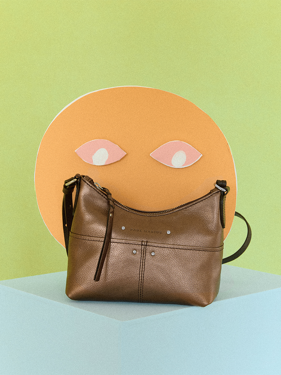 Copper leather shoulder strap bag LeLoustic - Copper ambient view