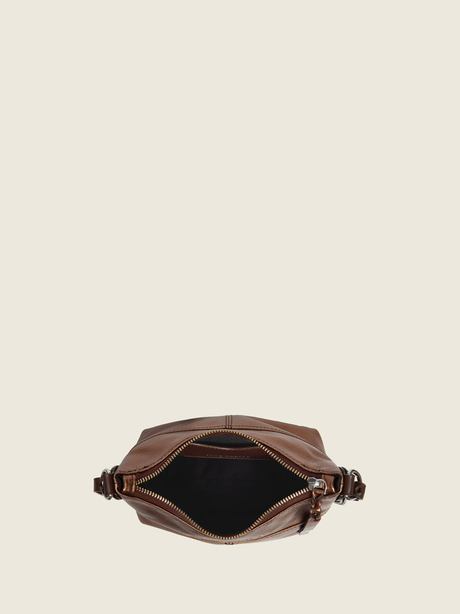 Copper leather shoulder strap bag LeLoustic - Copper inside view