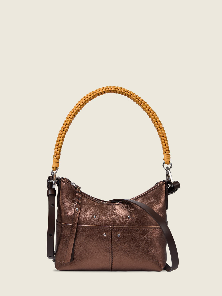Copper leather shoulder strap bag LeLoustic - Copper focus material photo