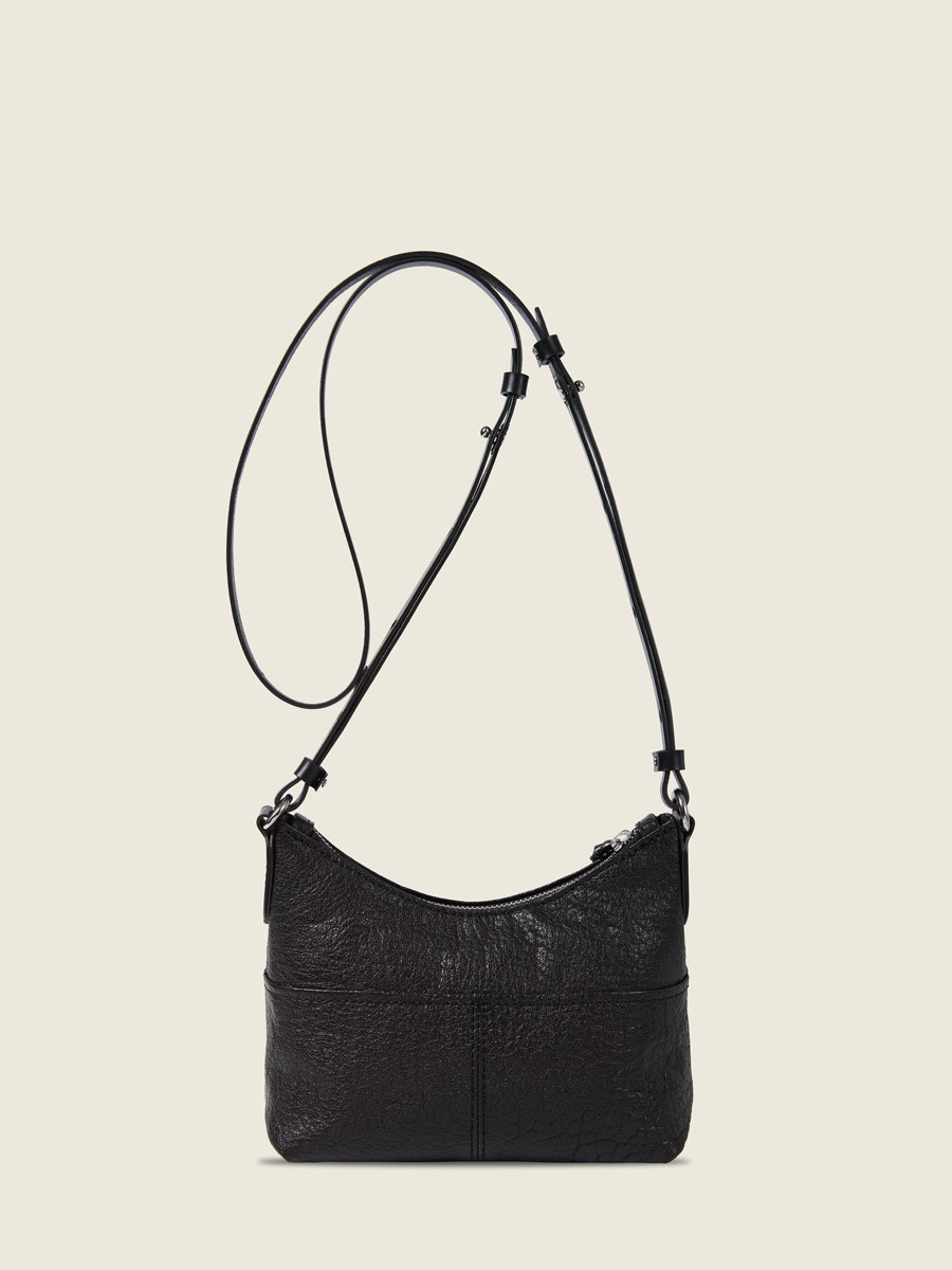 Black leather shoulder strap bag LeLoustic - Black back view