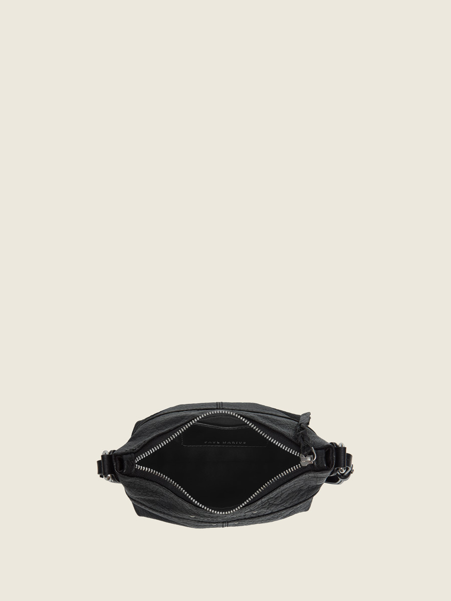 Black leather shoulder strap bag LeLoustic - Black inside view