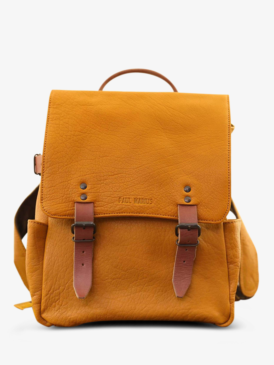 leather-back-pack-yellow-front-view-picture-laudacieux-saffron-paul-marius-3760125334462