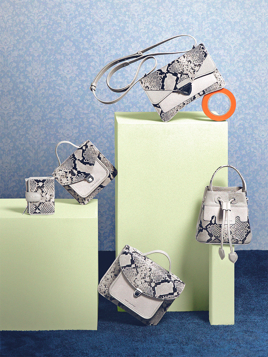 Small bucket galet python handbag Capucine XS Python - Galet back view