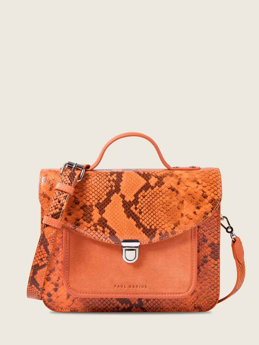 Amber python leather handbag Mademoiselle George Python - Amber front view